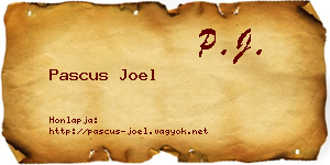 Pascus Joel névjegykártya
